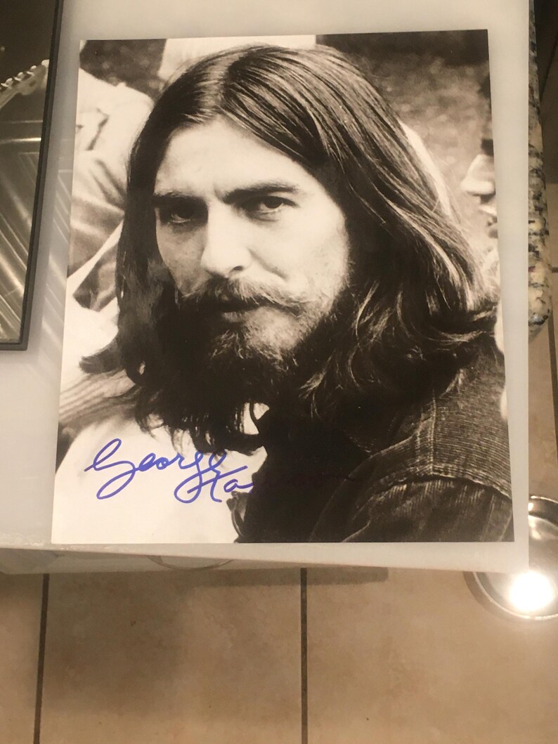 Rare Vintage - GEORGE HARRISON AUTOGRAPHED Signed 8x10 Glossy Black and ...