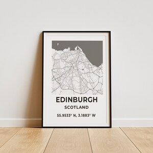 Pôster do mapa de Edimburgo. Impressão da cidade de Edimburgo Escócia. Arte digital. Impressão de viagem. Arte de parede minimalista. Cartaz de viagem. Impressão de viagem.