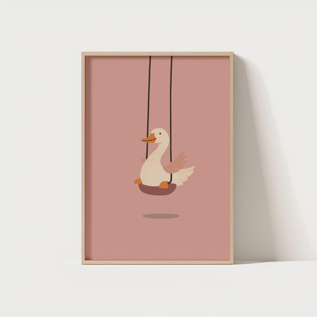 Silly Goose Wall Art | Cute Swing Goose Poster | Boy Nursery Decor ...