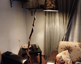 Floor lamp from natural wood