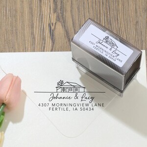 Sello de dirección exquisito / Sello de remitente personalizado para boda / Guardar fecha, nombre y dirección / Sello autoentintable personalizado