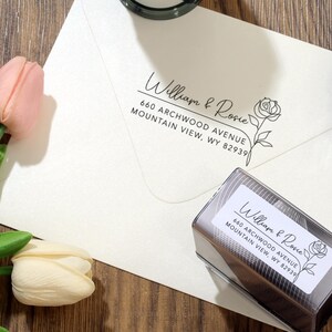 Sellos de dirección personalizados, sellos autoentintables personalizados, sellos de devolución para bodas, sellos de dirección para sobres/invitaciones, regalos de boda