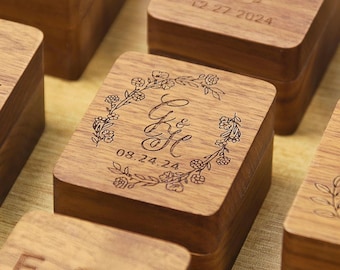 Personalized Engraved Wooden Triple Ring Box, Custom Wedding Ceremony Ring Case, Handmade Engagement Ring Holder, Bridal Gift for Her