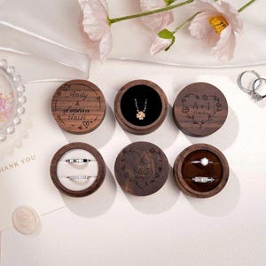 Gepersonaliseerde houten ringdoos – aangepaste trouwringdoos met 2 sleuven – verlovingsringhouder – doos ringdrager – cadeau voor haar