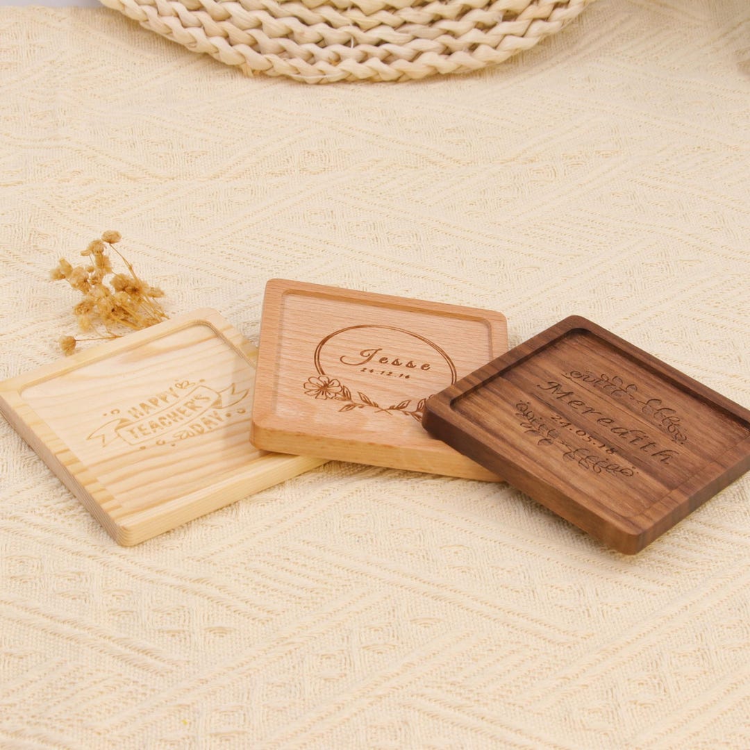 Custom Wooden Coasters With Names, Personalized Coasters, Teacher Desk ...