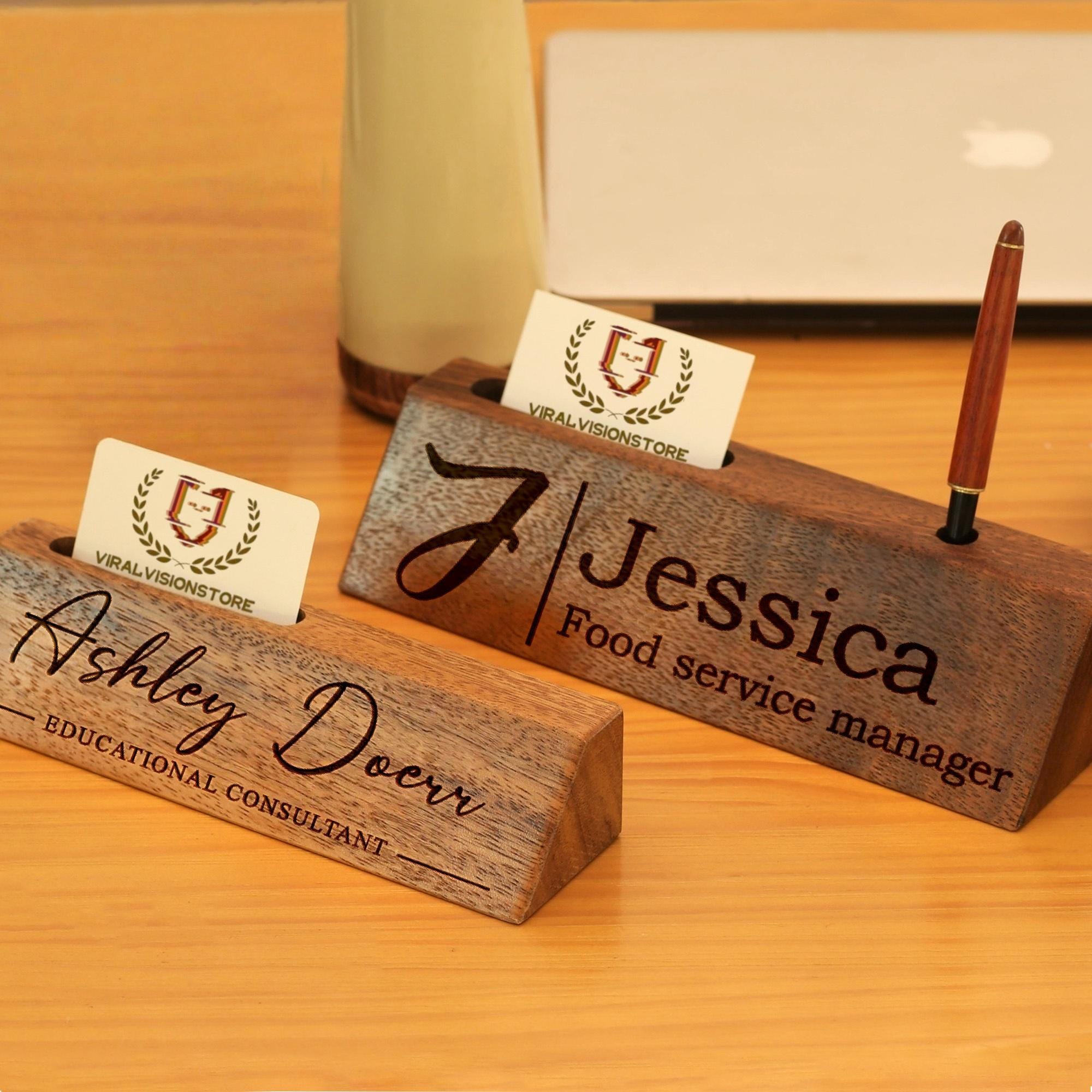 Custom Wood Desk Plate with Name, Personalized Desk Name Plaque, Office Decor Nameplate Sign, Thank You Gifts, Gift For Boss