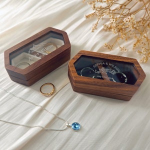 Wedding Ring box for ceremony,engagement ring box,custom wooden ring box,Double Slot Wedding Ring Box,Ring Bearer Box
