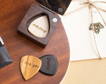 Handmade Wooden Guitar Pick Holder for Personalized, Personalize Your Picks, Custom Guitar Pick, Personalized Guitar, Guitar Pick Case