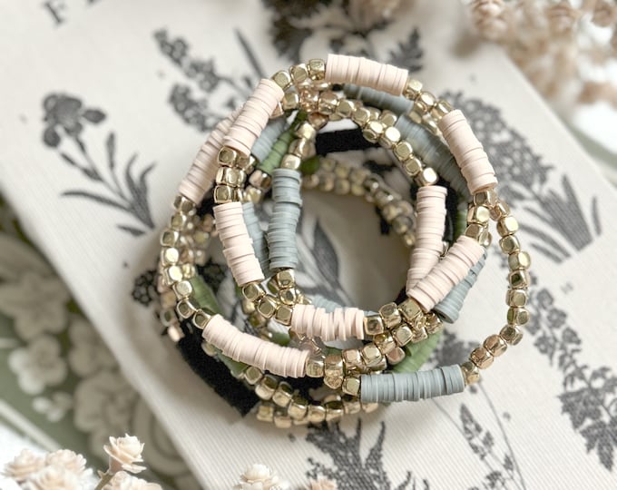 Heishi Stackable Beaded Bracelet Set | 4mm Stackable Bracelet Set ...