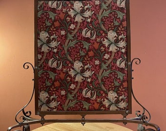 Pare-étincelles en métal avec empiècement en tissu William Morris