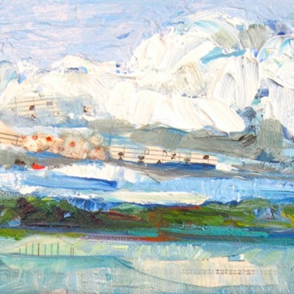 20% off with coupon code 20off2014 Clouds over the Loch original mixed media landscape painting by Polly Jones
