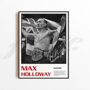 Impressão de arte de Max Holloway, decoração de parede de artes marciais mistas, decoração de academia em casa, presente esportivo, pôster de lutador de UFC, arte de MMA