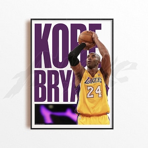 Kobe Bryant Basketball Poster, Basketball Wall Art Print, Sports Fan Gift Idea, Basketball Room Decor, NBA Artwork,Sports Wall Decor