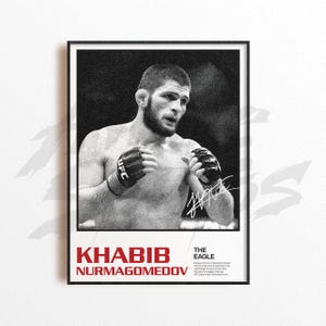 Khabib Nurmagomedov Art Print, Mixed Martial Arts Wall Decor, Home Gym Decoration, Sports Gift, UFC Fighter Poster, MMA Art