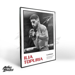 Ilia Topuria Kunstdruck, Mixed Martial Arts Wanddekor, Fitnessstudio Dekoration, Sport Geschenk, UFC Fighter Poster, MMA Kunst