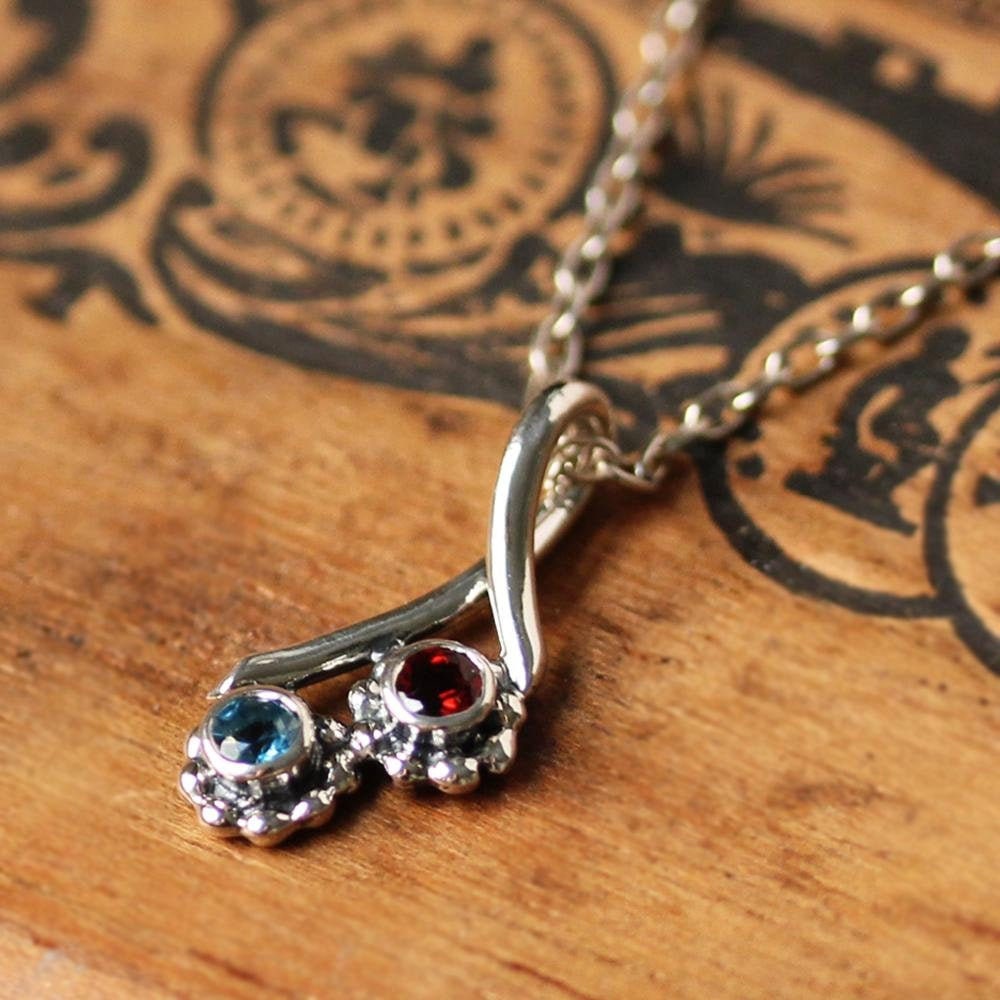2 Stone Infinity Heart Drop Birthstone Necklace | Eve's Addiction