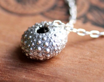 Sea Urchin Necklace, Valentines Gift For Her, Silver Sea and Beach Jewelry, Jewelry Gift For Her