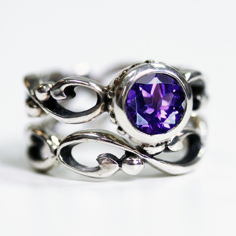 Amethyst Engagement Ring Set February Birthstone Ring | Etsy