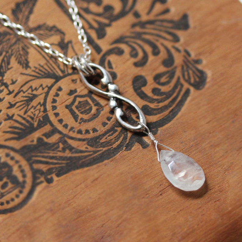 Moonstone Necklace Dangle, June Birthstone shops Necklace, Infinity Necklace
