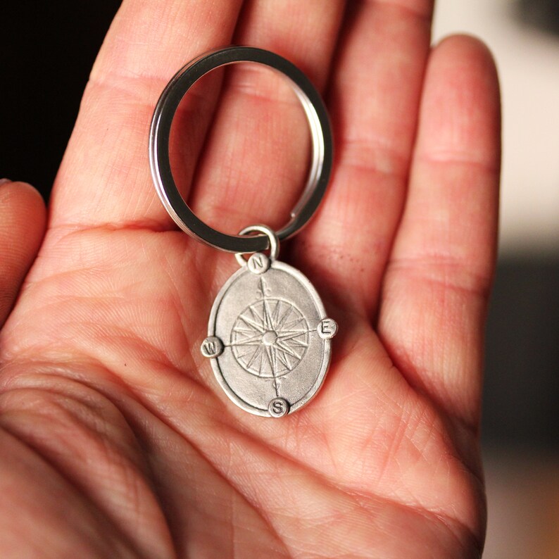 Compass Keychain Compass Key Chain Mens Gift for Dad Gift Etsy