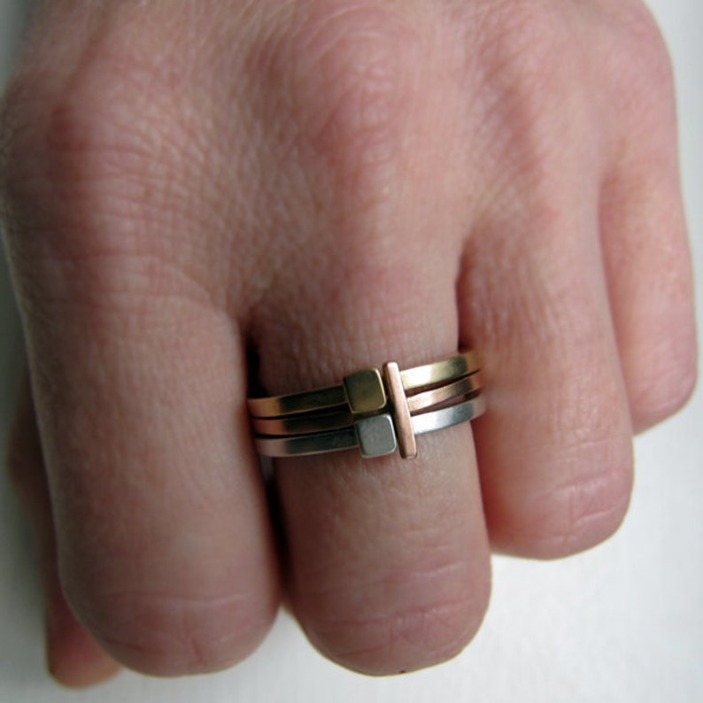 14k Gold Stacking Rings Gold Stacking Rings Modern Ring Etsy