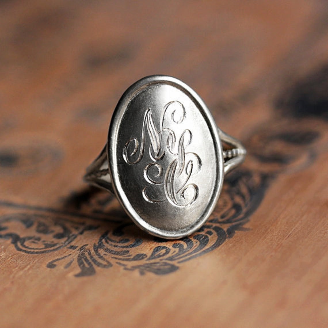 Sterling Silver Monogram Name Ring,Personalized Monogram Ring,Cut Out Name Ring,Best Gift Custom 3 Initial Ring