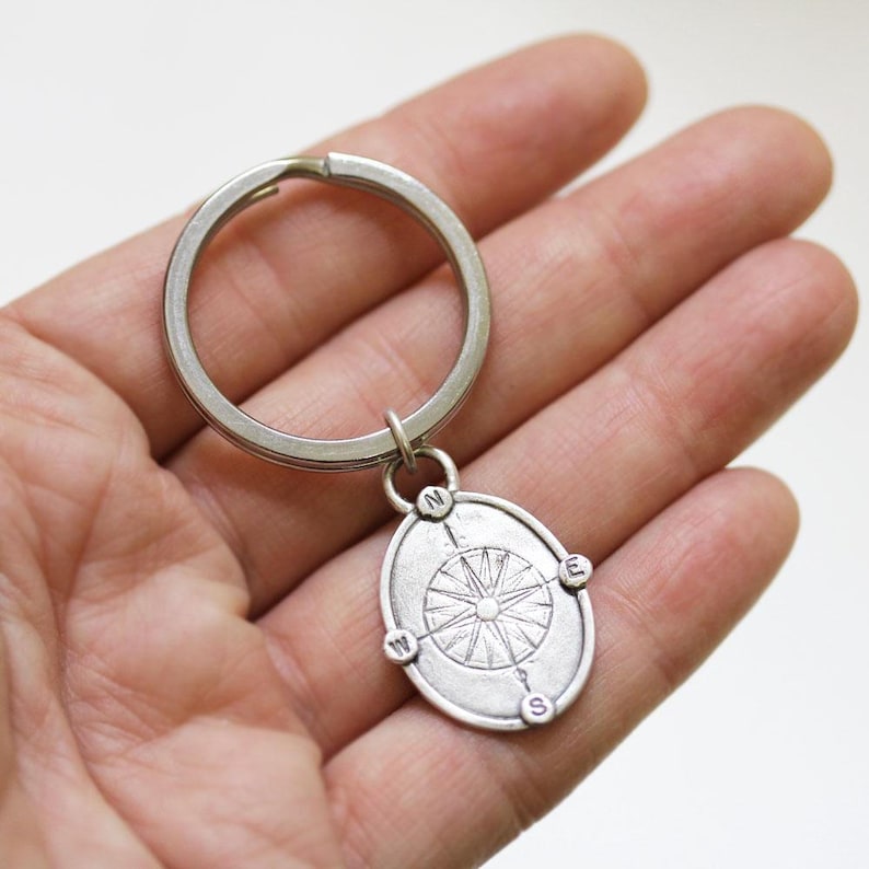 Compass Keychain Compass Key Chain Mens Gift for Dad Gift Etsy
