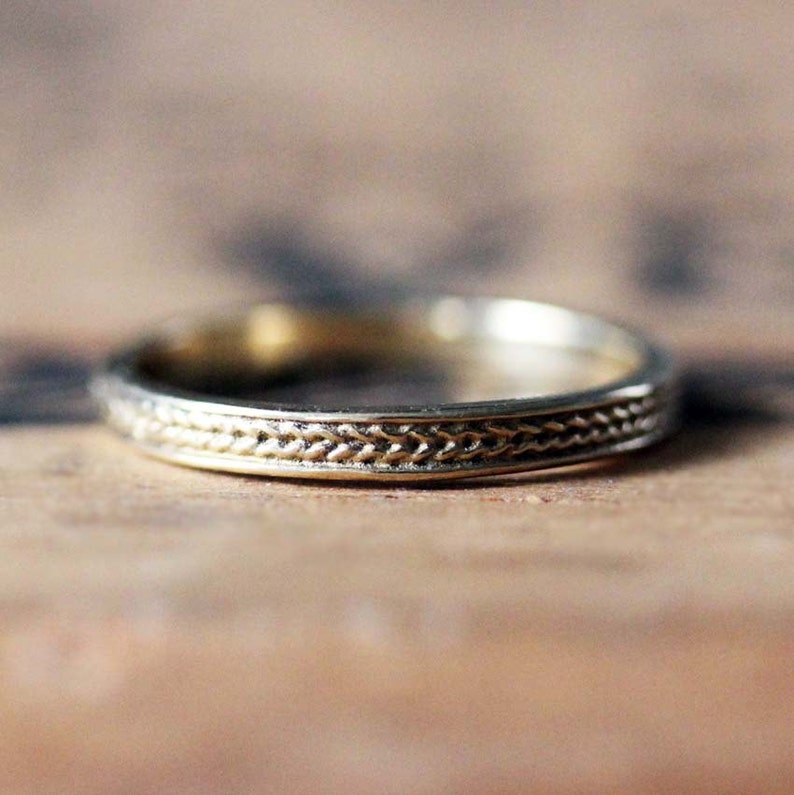 Braided wedding band braided ring textured ring yellow