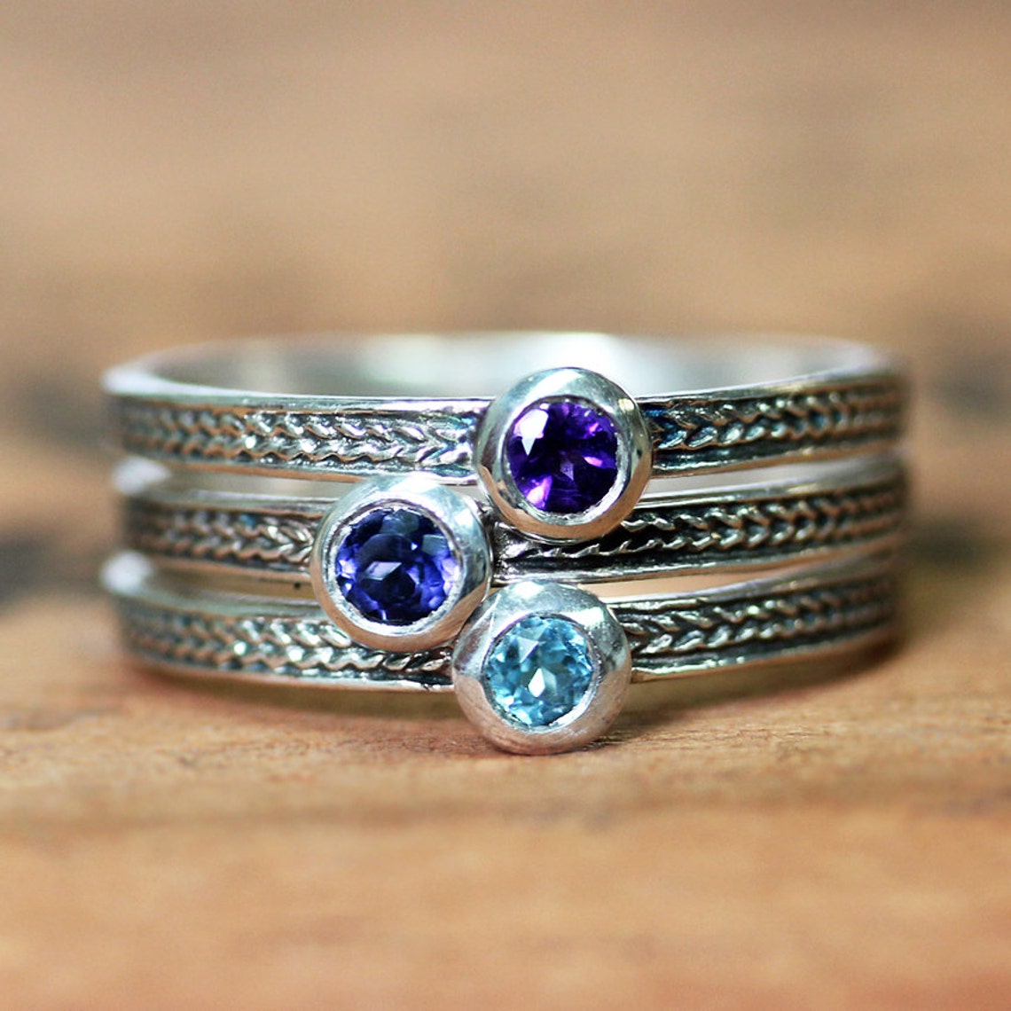 stackable mothers ring 3 stones