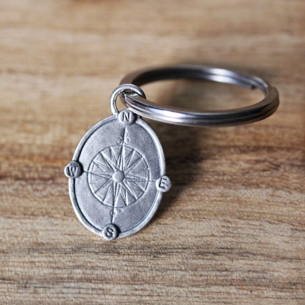 Engraved Compass Keychain Etsy