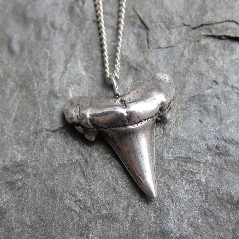 Shark tooth necklace silver oxidized silver jewelry small Etsy
