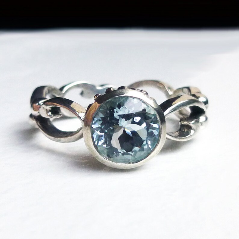 Silver aquamarine ring sterling silver March birthstone ring | Etsy