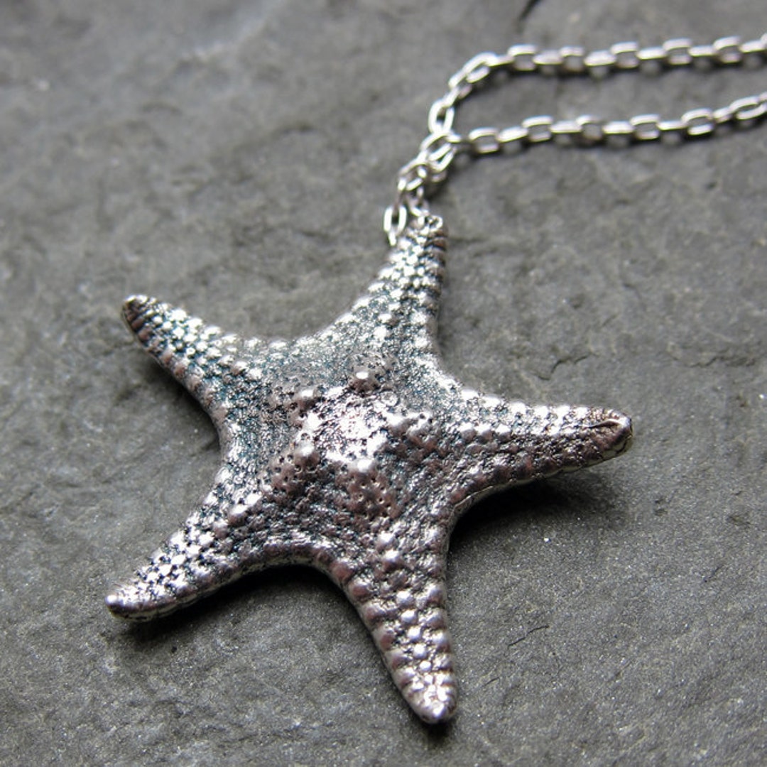 Sterling Silver Starfish Necklace Silver, Starfish Pendant, Ocean Necklace Beach Sea Jewelry ...