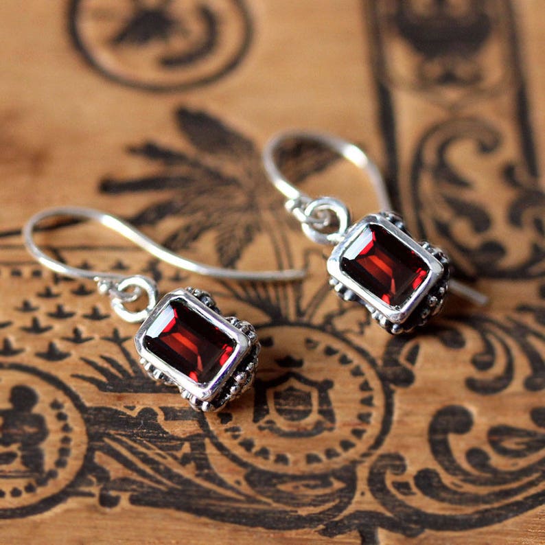 Silver Necklace Vintage Style Emerald Cut Etsy