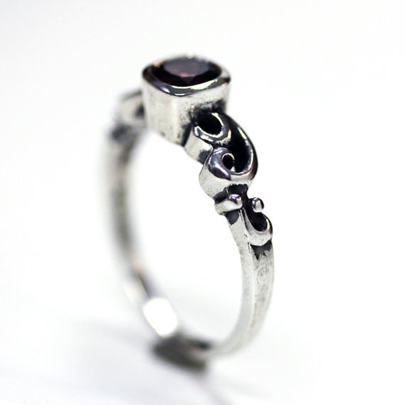 engagement ring set unique silver swirl wedding set Etsy