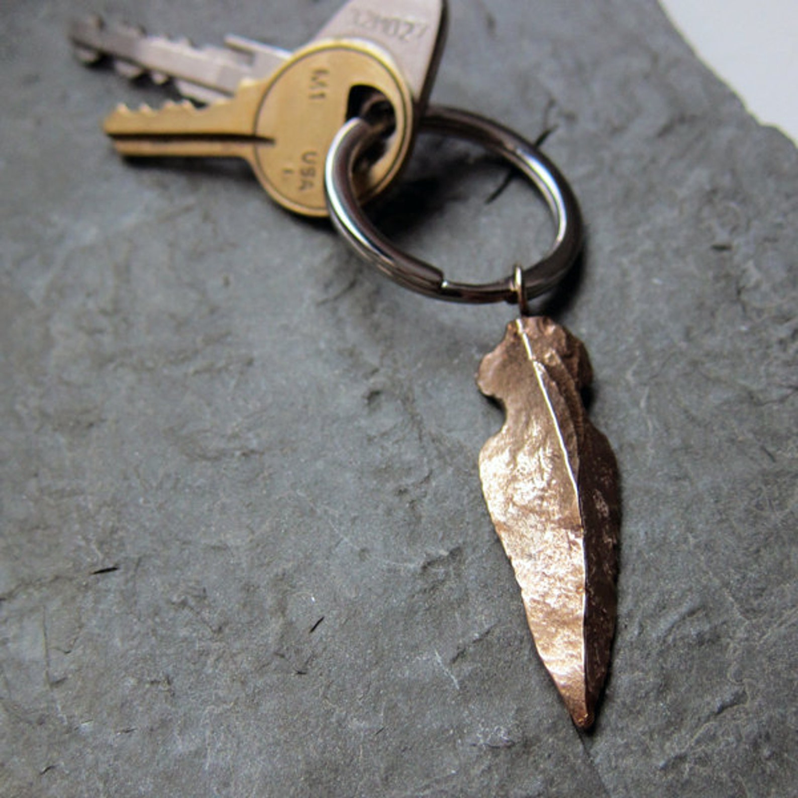 Bronze Arrowhead Keychain Bronze Anniversary Gifts for Men Etsy