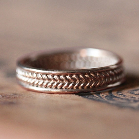 braided rose gold wedding band