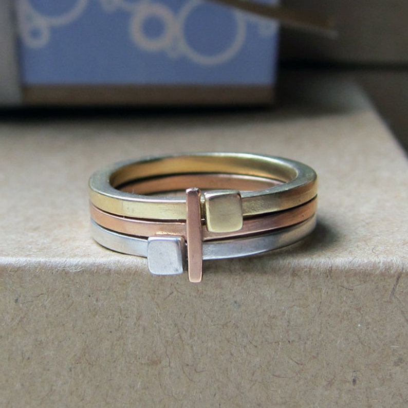 14k Gold Stacking Rings Gold Stacking Rings Modern Ring Etsy