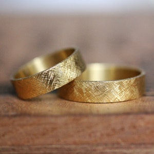 22k gold wedding band set, rustic wedding ring set, 22k gold ring, unisex gold wedding band set, recycled gold wedding band, custom