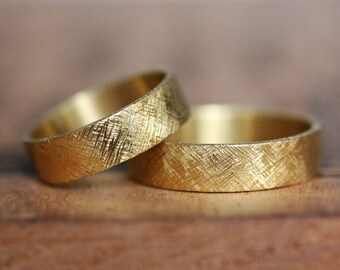 22k Gold Ehering Set, rustikales Ehering Set, 22k Goldring, Unisex Gold Ehering Set, recyceltes Gold ehering Band, custom