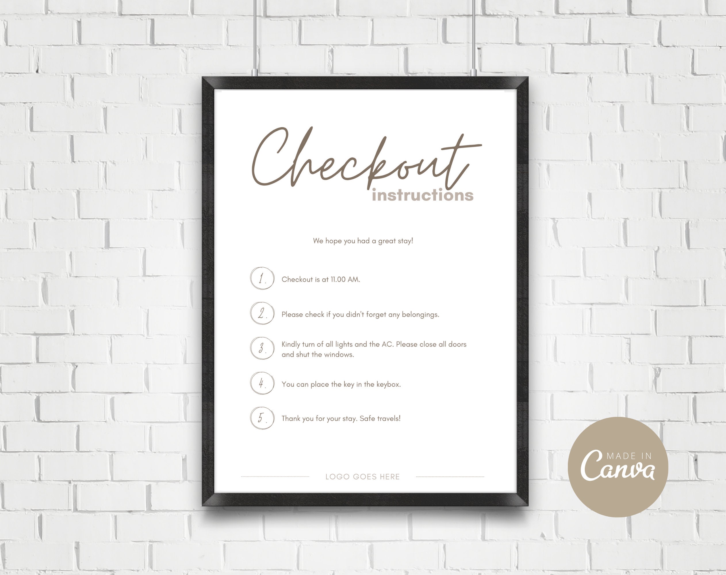 Checkout Instructions Sign Template Airbnb Guest and Host, Holiday Vacation  Rental VRBO, Digital and Fully Editable in Canva, Neutral - Etsy