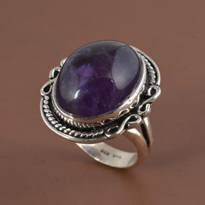 Amethyst Ring, 925 Silver Ring, Oval Shape Gemstone Ring, Amethyst Birthstone Gemstone Handmade Ring, Ring Women Jewelry Perfect Gift Her