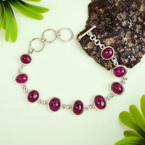 Handmade Ruby Bracelet: Sterling Silver Gemstone Jewelry, July Birthstone