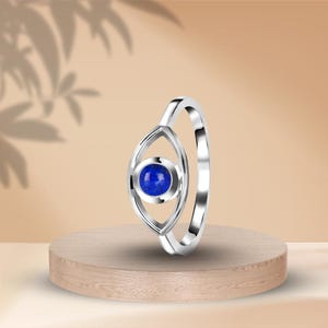 Lapis Lazuli Ring, Handmade Ring, 925 Sterling Silver Ring with Lapis Gemstone Jewelry For Women And Girls Gift For Her