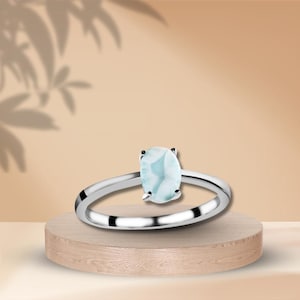 Silver Jewelry Ring With Larimar Gemstone for anniversary Gift For LOve Some 925 Silver Ring Design