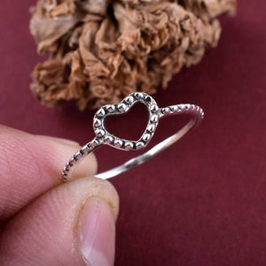 925 Sterling Silver open Heart Ring, Handmade Silver Ring, Heart Ring, Heart 925 Sterling Silver Ring, Gift for Her, Dainty Ring