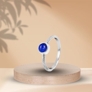 Silver Ring with Lapis Gemstone Jewelry With Lapis Lazuli Ring, Handmade Ring in 925 Sterling For Women And Girls Gift For Her