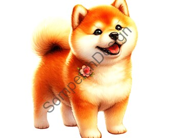 Watercolor Shiba Inu Transparent 1 PNG Clipart - Printable T-Shirt, Mug , Tumbler Sublimation Clip Art,Commercial