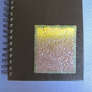 Black Spiral Sketchbook Unlined Journal Embellished with Polymer Clay Tile