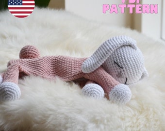 BUNNY Snuggler Plush Lovey | Rabbit Security Blanket Toy | Amigurumi Comforter Cuddle Toy | PDF Easy Crochet Pattern | Lovey toy patterns